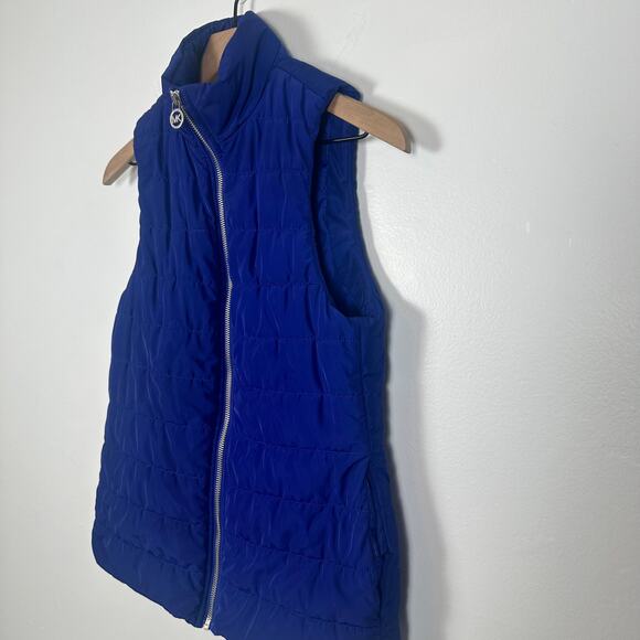 Michael Kors Womens Quilted Full-Zip Dark Azurite Blue Sleeveless Puffer Vest XS - Picture 4 of 8